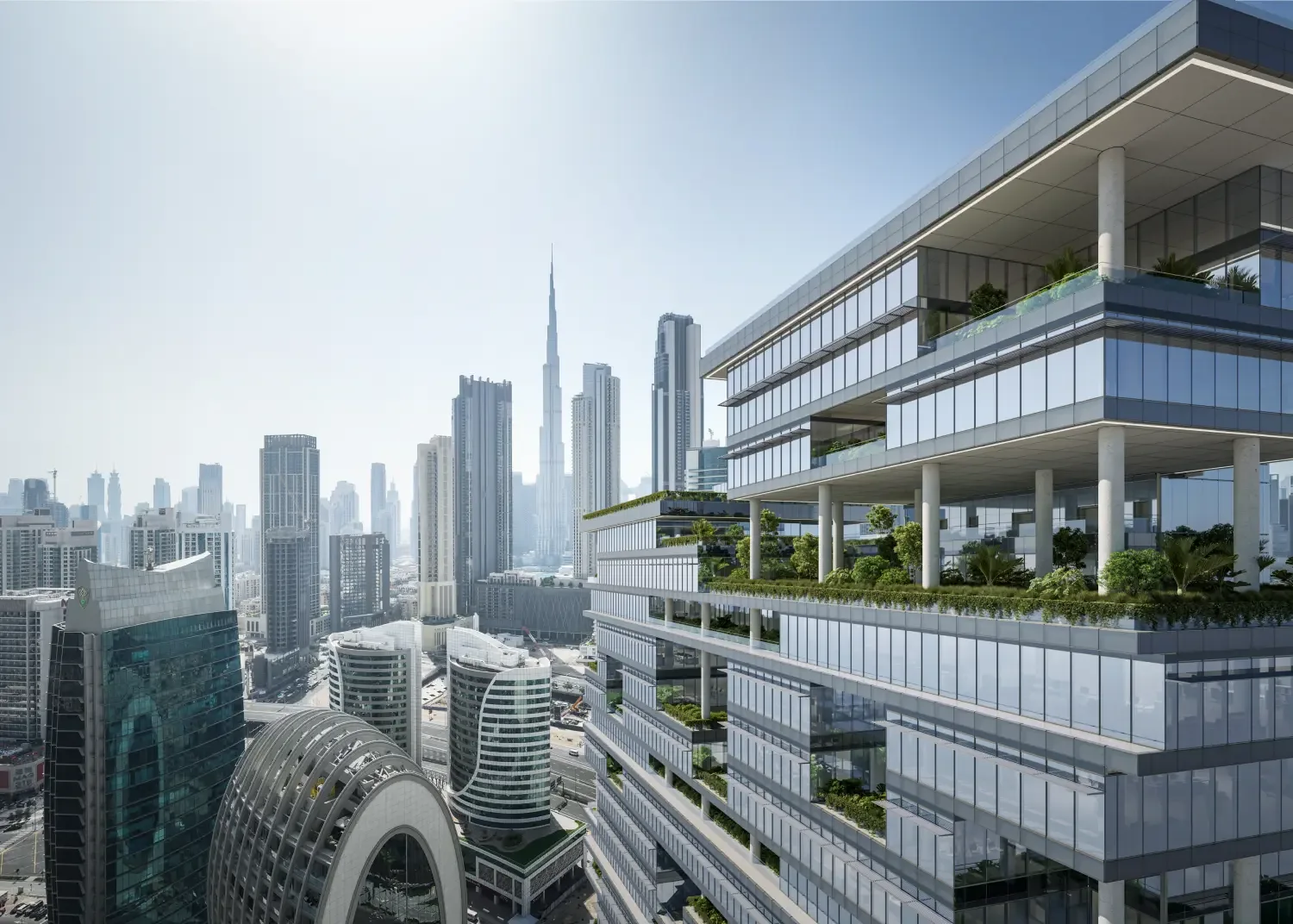ENARA tower and terrace illustration published by OMNIYAT