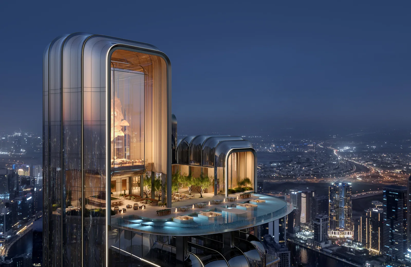 Lumena Alta tower and terrace illustration published by OMNIYAT